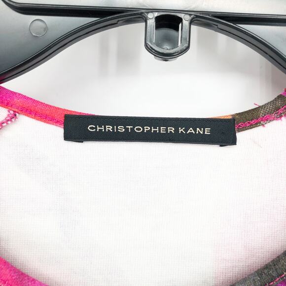 CHRISTOPHER KANE Bodycon Mini Dress Large Pink Abstract Long Sleeve Stretch NWOT - Picture 8 of 10